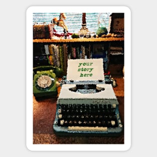 GREEN VINTAGE TYPEWRITER Sticker